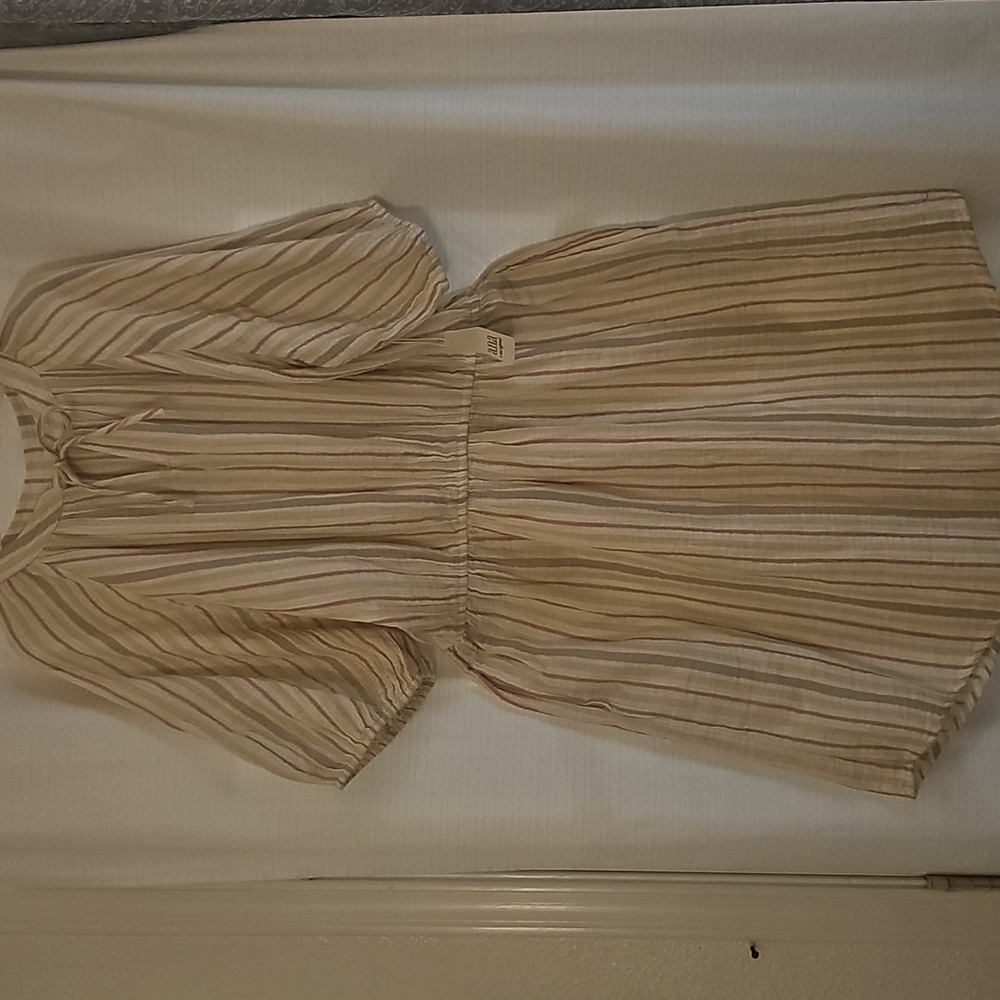 a.n.a Beige and Pink Striped Dress